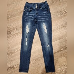 Wannabettabutt? YMI Dark Blue Distressed Skinny Jeans